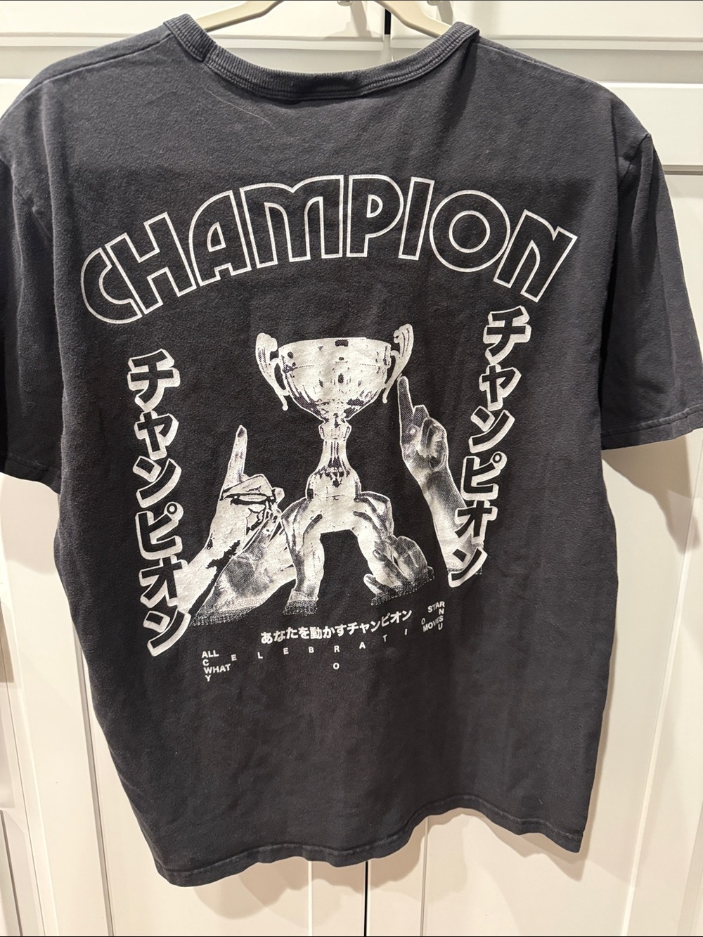 Champion Black Short-Sleeve Graphic Logo Tee